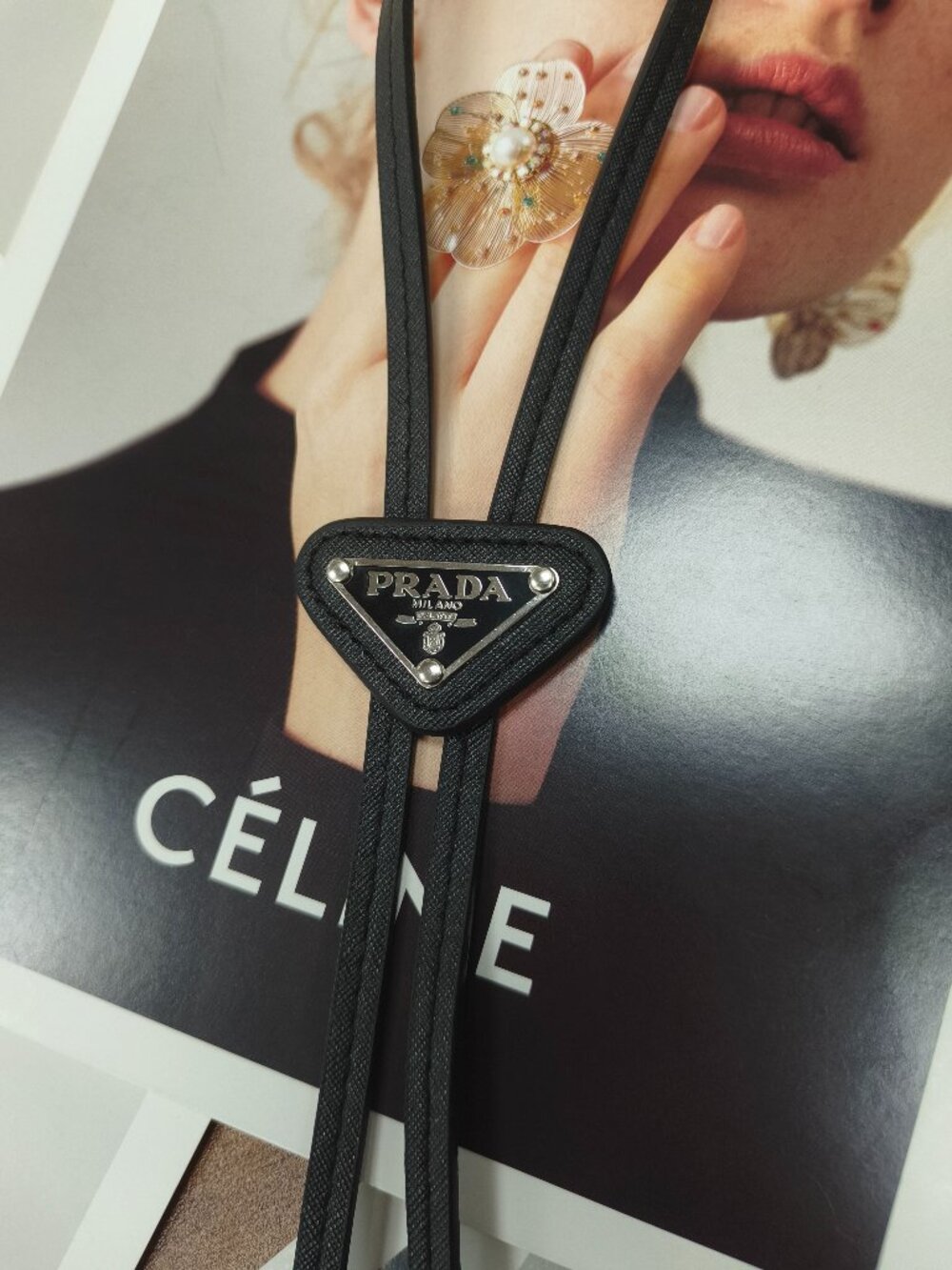 Unisex PRADA Black🖤Saffiano Leather Bolo Tie - with box🍸 - Picture 5 of 8